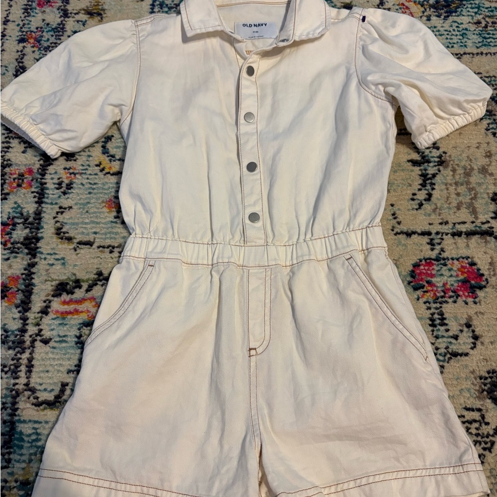 Old Navy Cream Jumpsuit Comfortable Vintage-Inspired